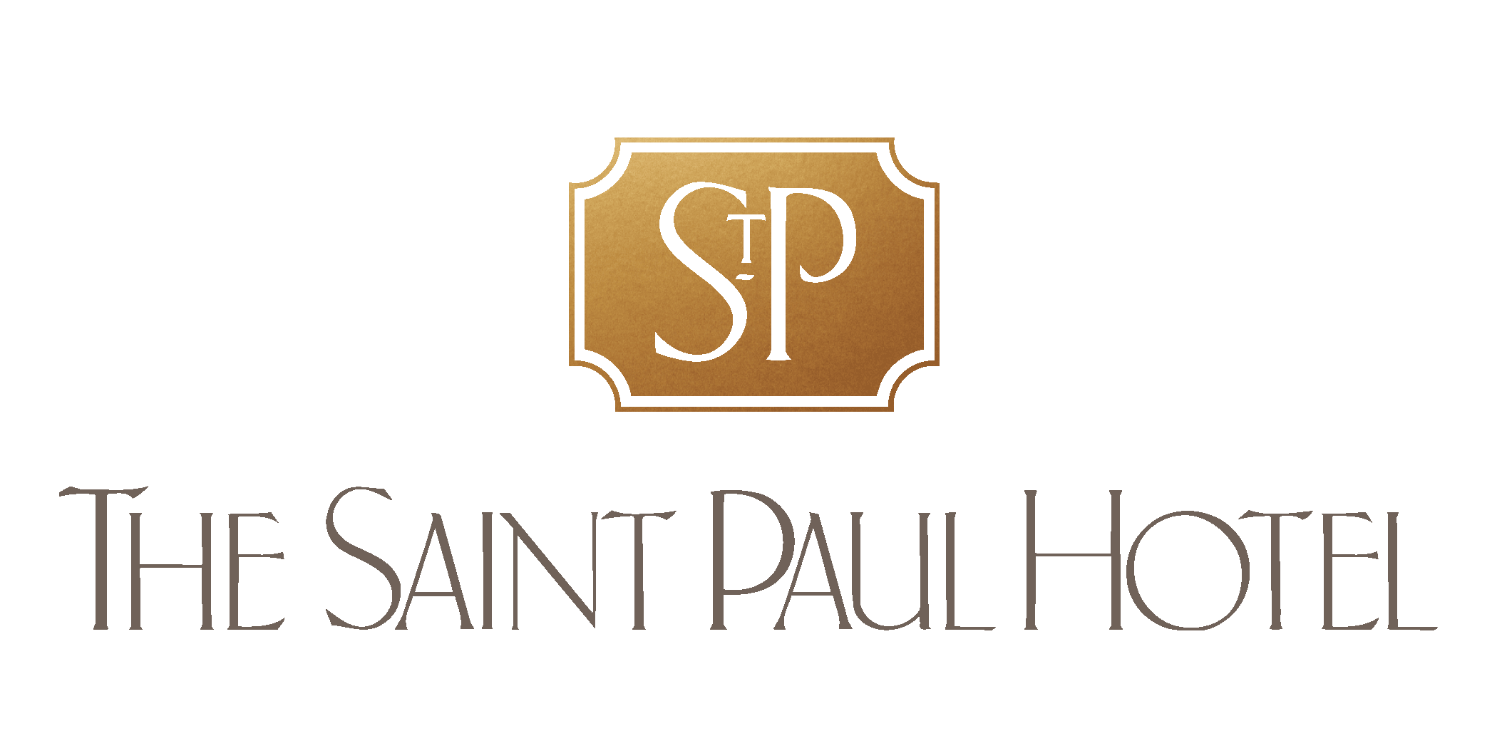 Logo of The Saint Paul Hotel with gold initials "SP" and text beneath.